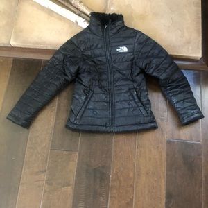 Girls Black Reversible Coat, Size 7/8